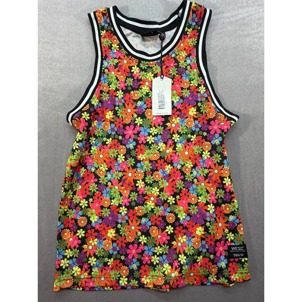 NWT WESC Flower Basketball Tank Top Size Small Men - Picture 1 of 11